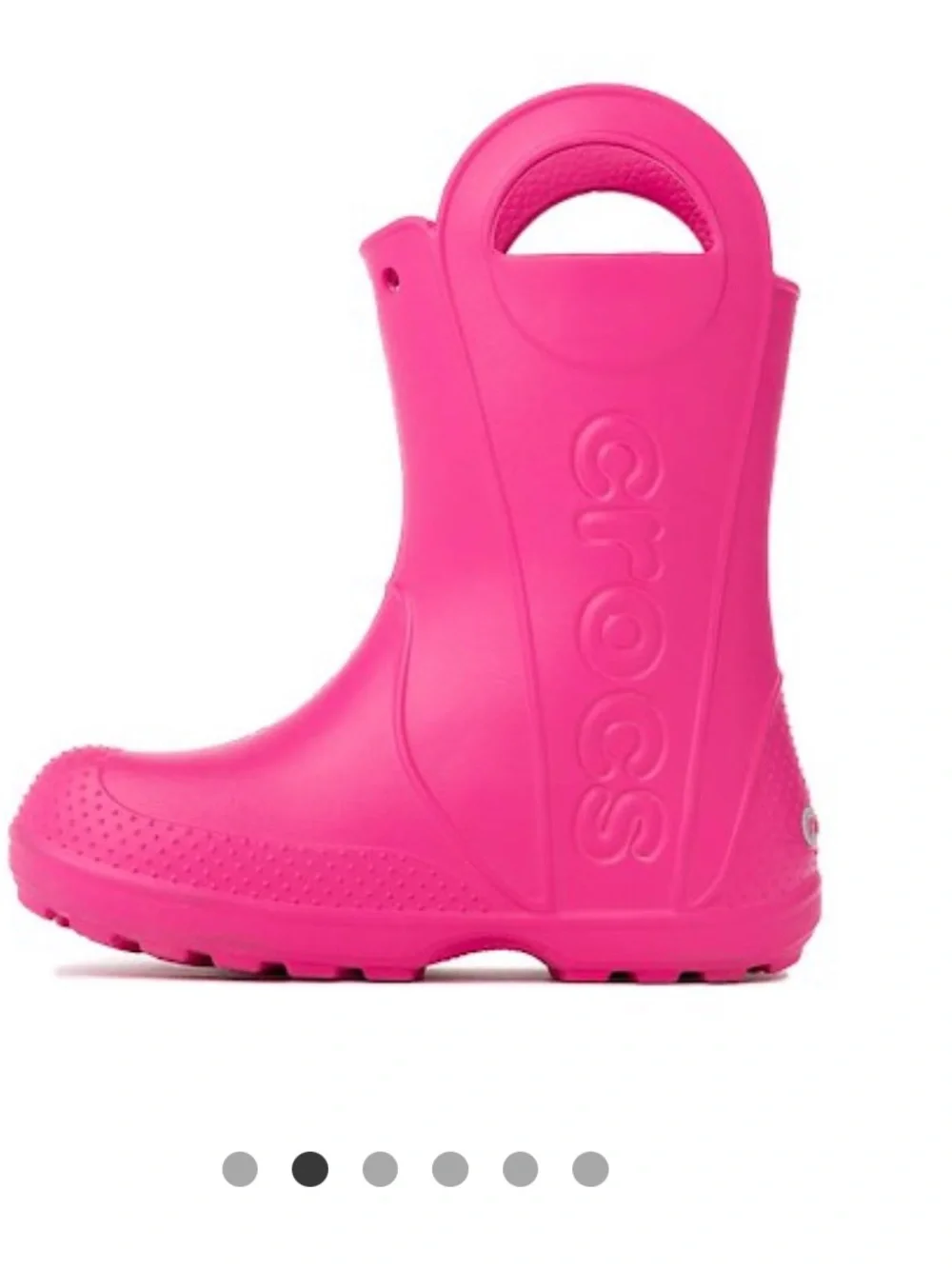 CROCS Kids Waterproof Pull-On Rain Boot in Bright Candy Pink